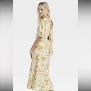 NWT Who What Wear Floral Midi Dress Open Back Tie Linen Blend Small